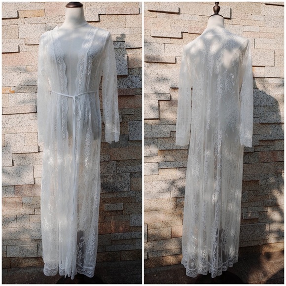 Gorgeous Long White Lace Beach Robe Cover Up - Picture 11 of 16